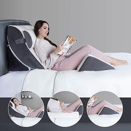 Kӧlbs Bed Wedge Pillow Chic Jacquard Cover Wedge Pillow for Sleeping and Acid Reflux, Heartburn (4 Piece Wedge Set)