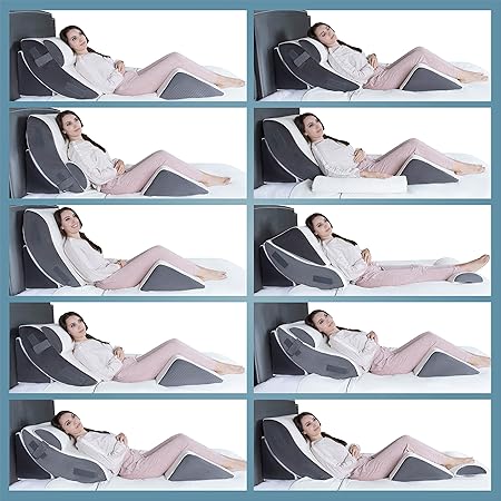 Kӧlbs Bed Wedge Pillow Chic Jacquard Cover Wedge Pillow for Sleeping and Acid Reflux, Heartburn (4 Piece Wedge Set)